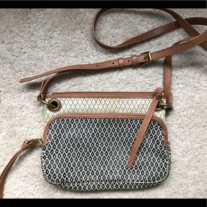 FOSSIL Cognac Leather Strapped Crossbody Bag